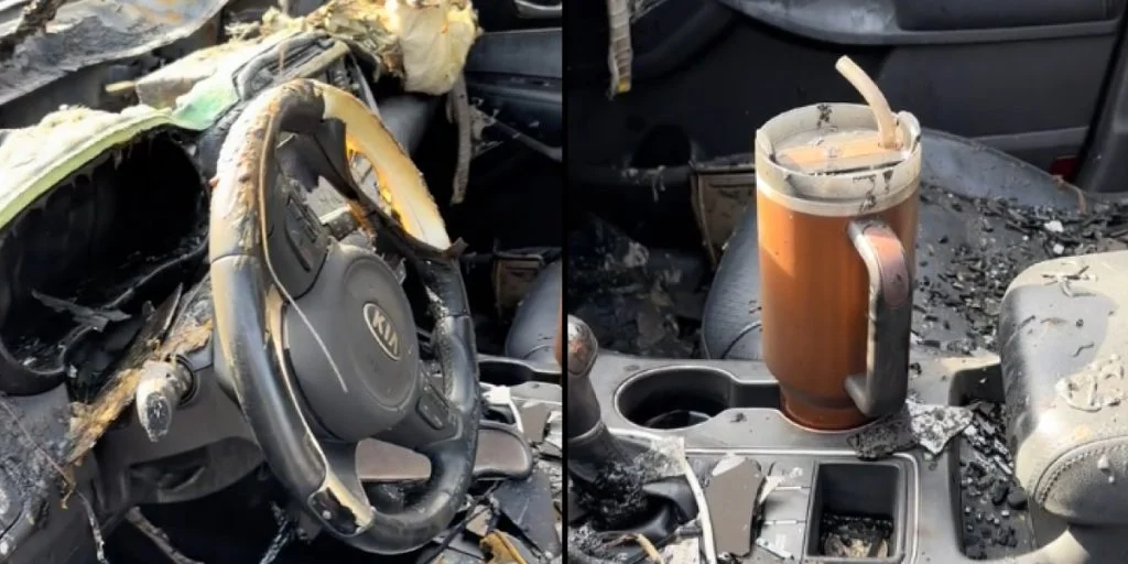 Ihr Becher überlebte ein Autobrand und ging viral: Jetzt erhält sie eine riesige Überraschung