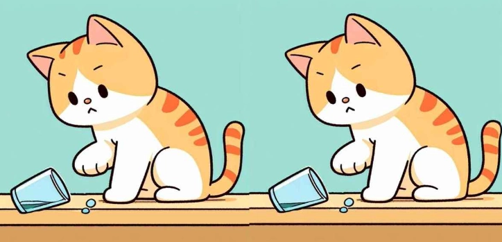 Finde 3 Unterschiede zwischen den Katzenbildern in 12 Sekunden