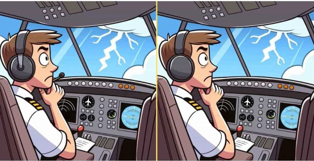 Finde 3 Unterschiede zwischen den Pilotenbildern in 10 Sekunden