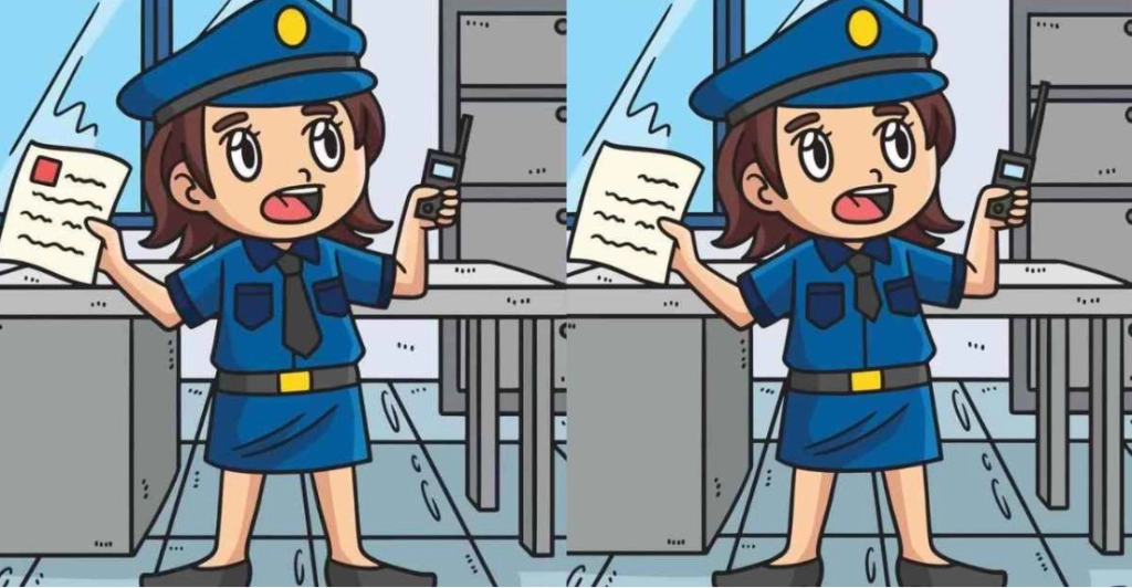 Finde 3 Unterschiede zwischen den Polizistinnen-Bildern in 12 Sekunden