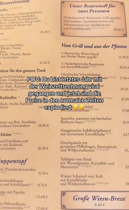 TikTok-Video zeigt schockierende Preise auf der Wiesn 2024