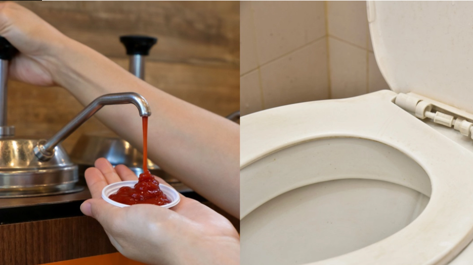 Fülle eine Tasse mit Ketchup und gieße sie ins WC: Das Ergebnis wird dich überraschen