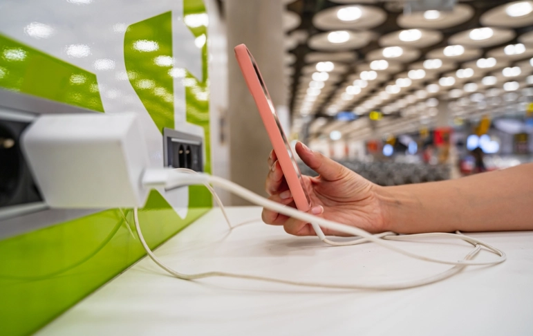 Warum Sie Ihr Handy niemals an Flughafensteckdosen aufladen sollten